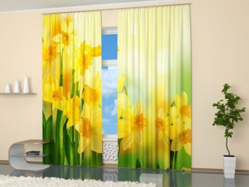 Фотошторы с печатью 3d изображений Желтые нарциссы