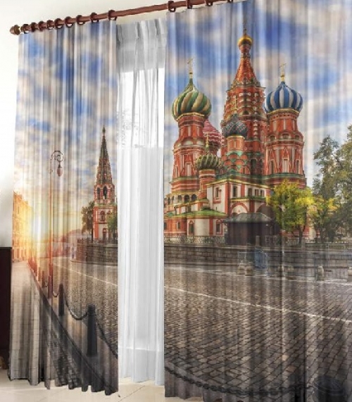 Шторы 3д в комнату Города мира Москва