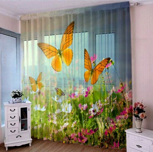 Тюль 3D / фототюль Луговые бабочки