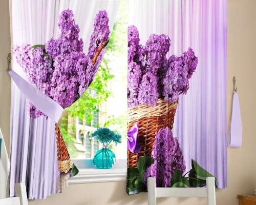 Фотошторы для кухни Корзина сирени