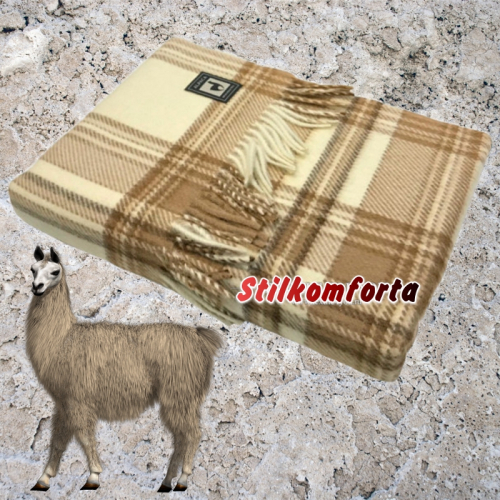 Плед клетка шерсть меринос 013