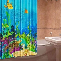 Шторка для ванны из ткани Подводный мир