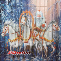 Новогодние шторы / тюль Дед Мороз в тройке
