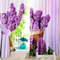 Фотошторы для кухни Корзина сирени